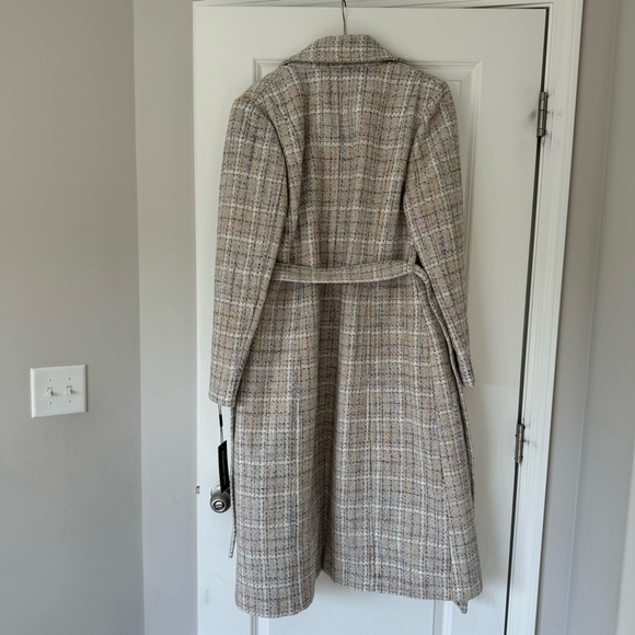 Karl Lagerfeld Cream Plaid Pea Coat - Picture 15 of 16